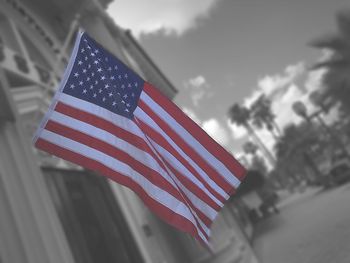 Low angle view of american flag