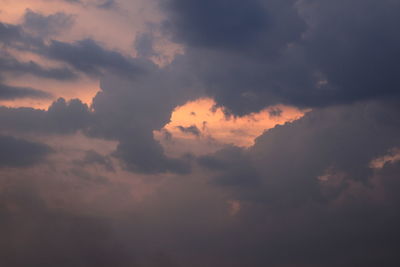 Low angle view of clouds in sky during sunset