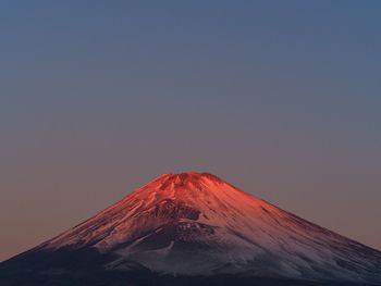 Low angle view of volcanic mountain against clear sky