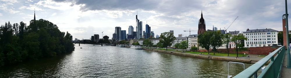 Panoramic view of city against cloudy sky