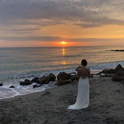 Scenic view of sea against sky during sunset