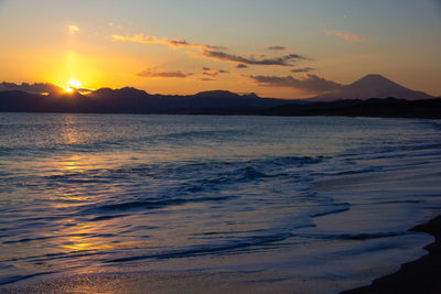 Scenic view of sea against sky during sunset