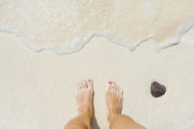 Low section of woman standing on beach