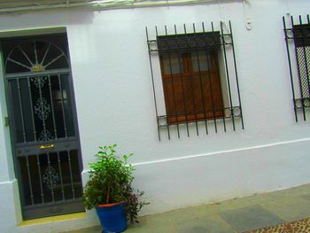 View of building through window