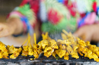 Close-up of yellow flowers in temple