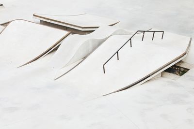 High angle view of a skate park. 