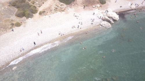 High angle view of people on beach