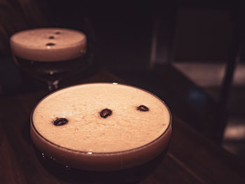 High angle view of coffee on table