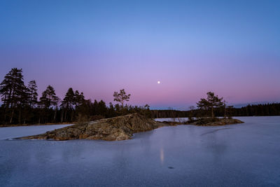 Winter on the lake in the wilderness