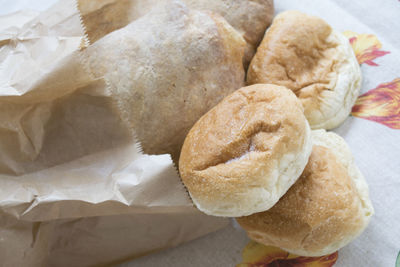 High angle view of bread