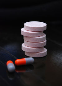 Close-up of medicines on table