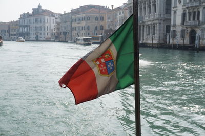 Italian flag on venice water