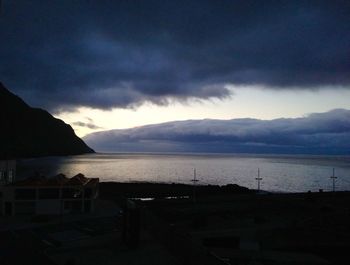 Scenic view of sea against cloudy sky