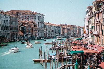 High angle view of buildings in city