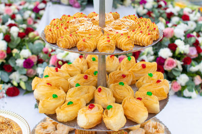 Food by decoration on table at event