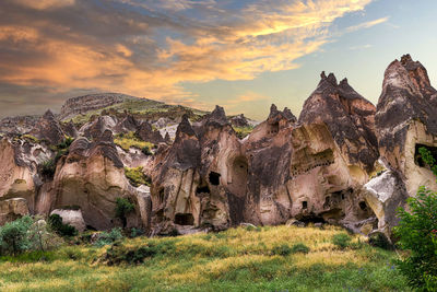 Caves and rock formations in the zelve valley cappadocia turkey