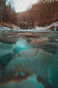 Surface level of river flowing through rocks