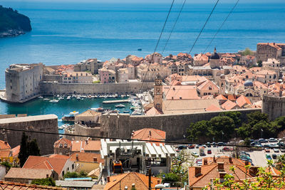 View of dubrovnik city and cable car taken from mount srd