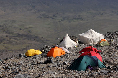 Tent on landscape against the sky