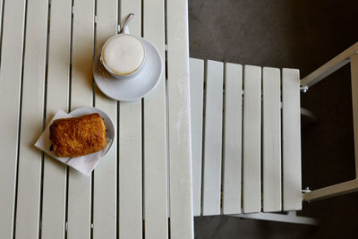 High angle view of breakfast on table