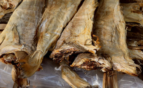 Dried stockfish for sale at european market