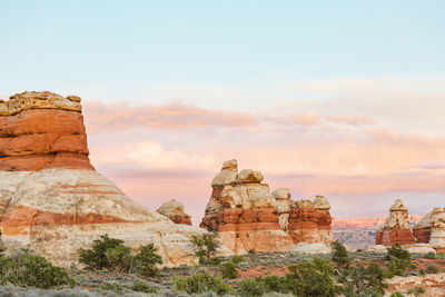 Sunset at the doll house in the maze in canyonlands utah