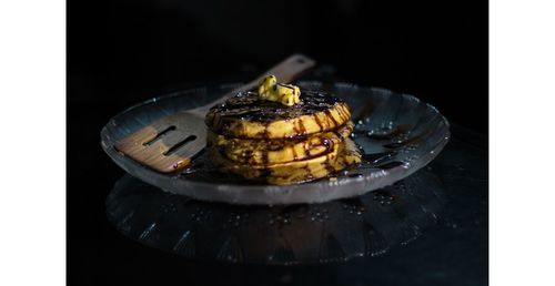 Close-up of cake in plate on table