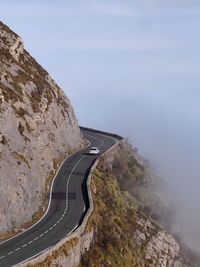 High angle view of mountain road against sky