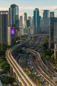 High angle view of city street