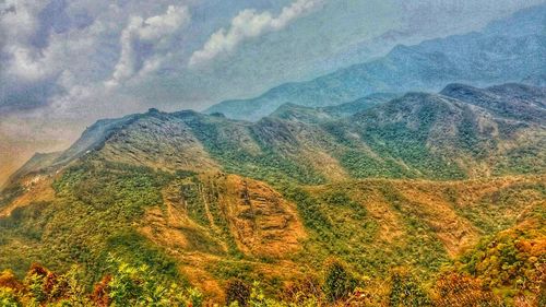 Scenic view of mountains against sky