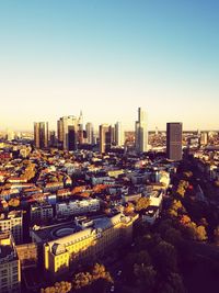 Cityscape against clear sky