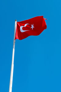 Turkey flag moving on blue sky 