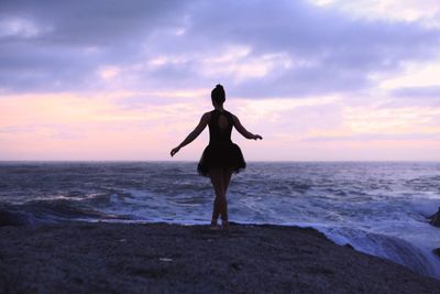 Scenic view of sea at sunset