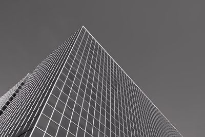 Low angle view of modern building against clear sky