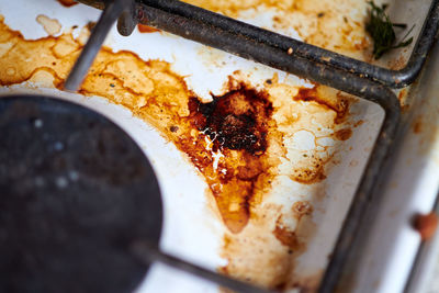 High angle view of cake in plate