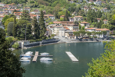  high angle view of lenno in the lake como