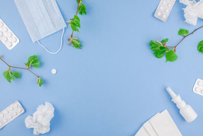 High angle view of white paper on table