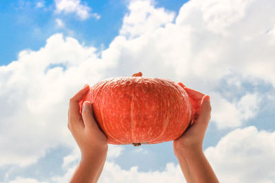 Close-up of hand holding fruit