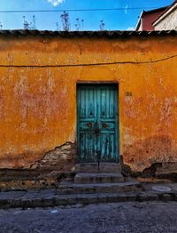 Closed door of old building