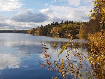 Scenic view of lake against sky