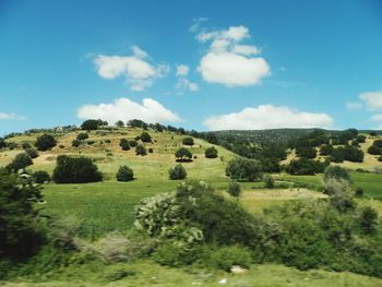 Scenic view of landscape against blue sky