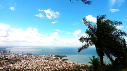 Scenic view of sea against cloudy sky