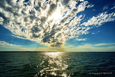 Scenic view of sea against sky at sunset