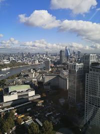 High angle view of buildings in city