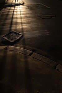 High angle view of wet street
