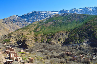 Scenic view of mountains against clear sky