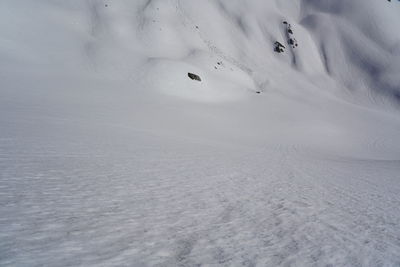 Aerial view of people on snow covered land