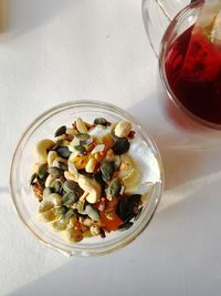 High angle view of food in bowl