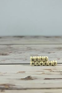 Close-up of text on table