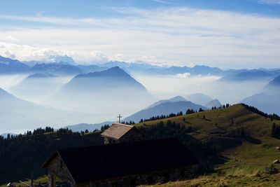 Scenic view of mountains against sky